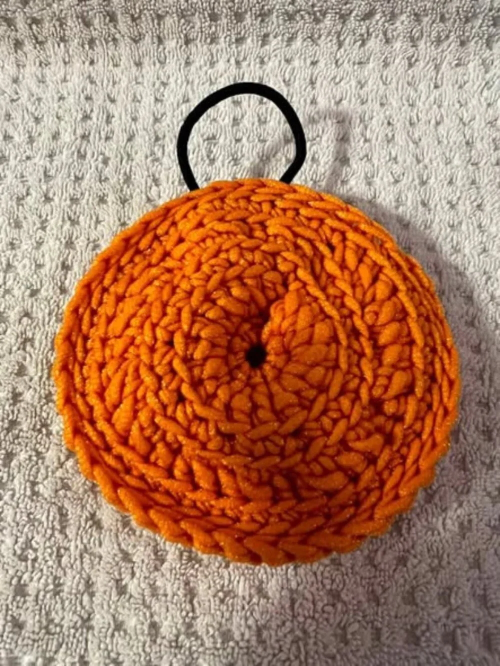 Body Exfoliator - Orange - Washable - Made w/Scrubology Yarn (Designed for dishe